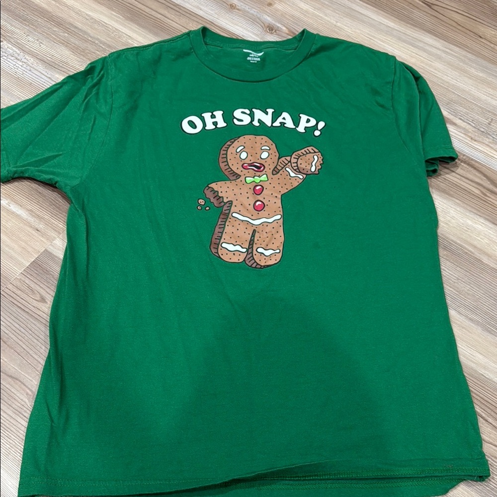 Holiday Time Green Gingerbread Tee Short Sleeve
